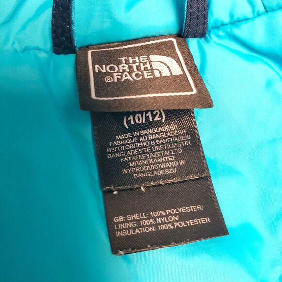 THE NORTH FACE Jacket GIRLS 10-12 Blue Colors Geometric Hooded Full Zip HYVENT - Picture 8 of 11
